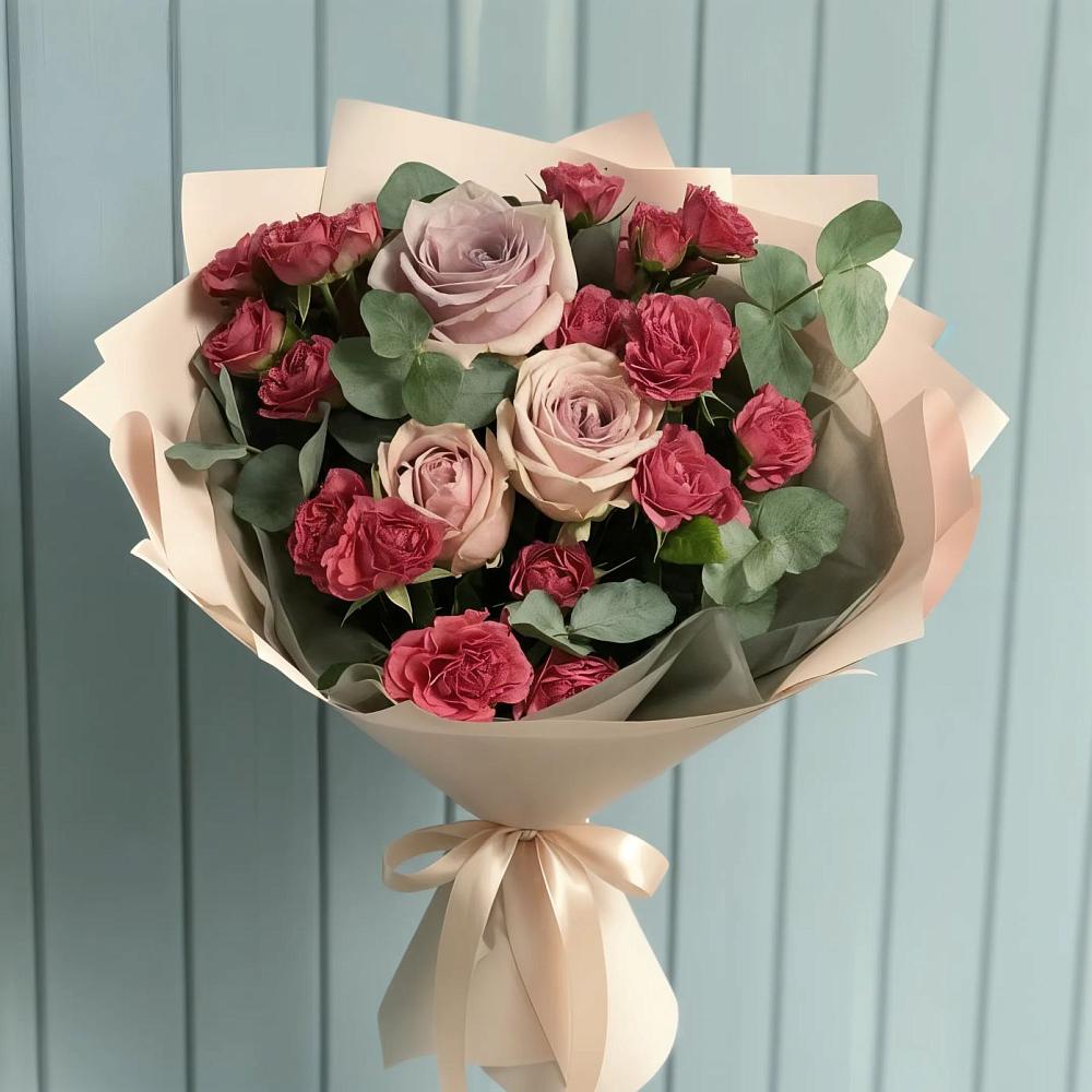 Букет цветов из: Гвоздики и Розы в хуторе Ленина