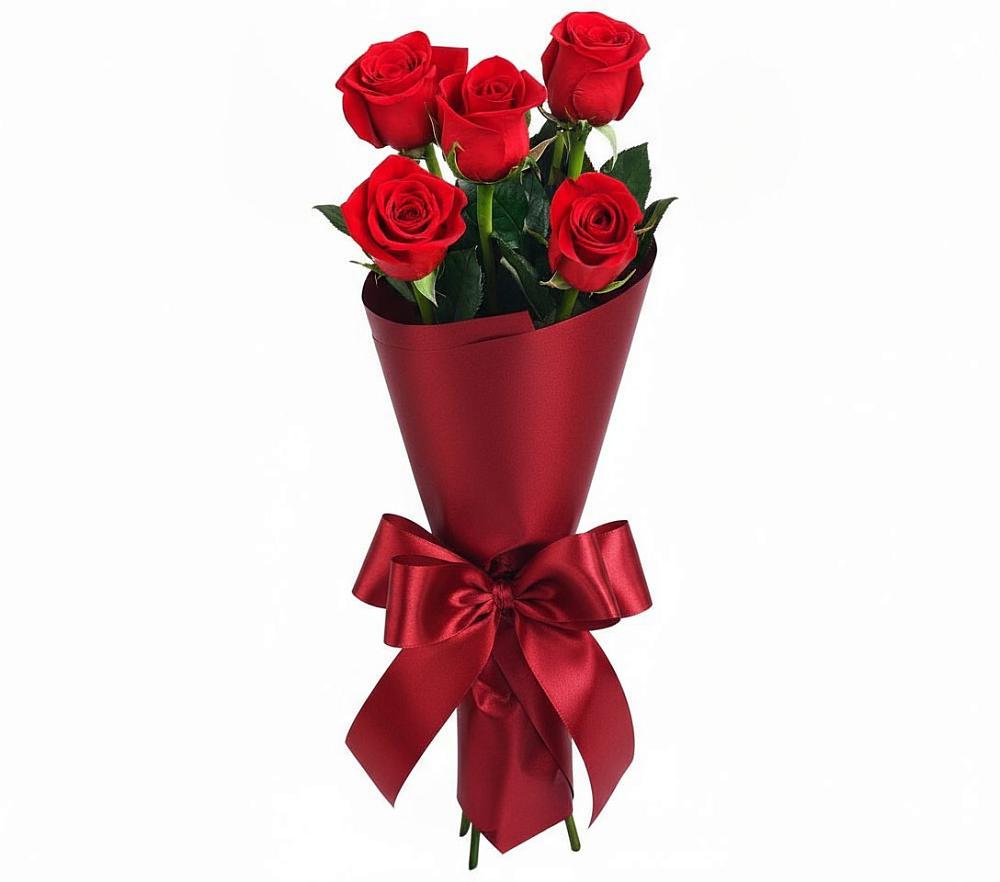 Букет 5 Красных роз Эдлесс Лав в хуторе Ленина