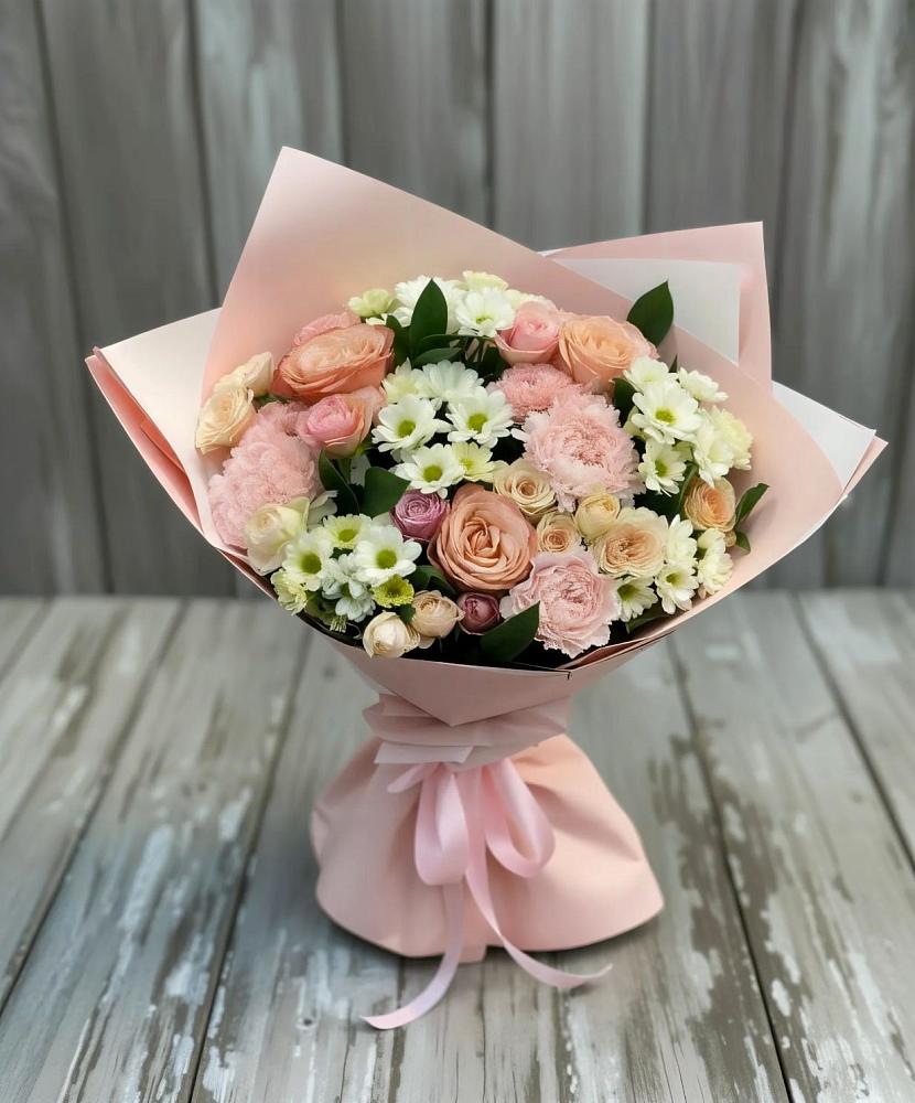 Букет цветов из: Гвоздики, Розы и Хризантемы в хуторе Ленина