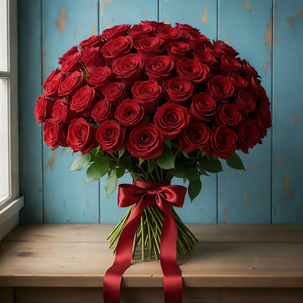 Букет Красные розы Блэк Меджик в хуторе Ленина