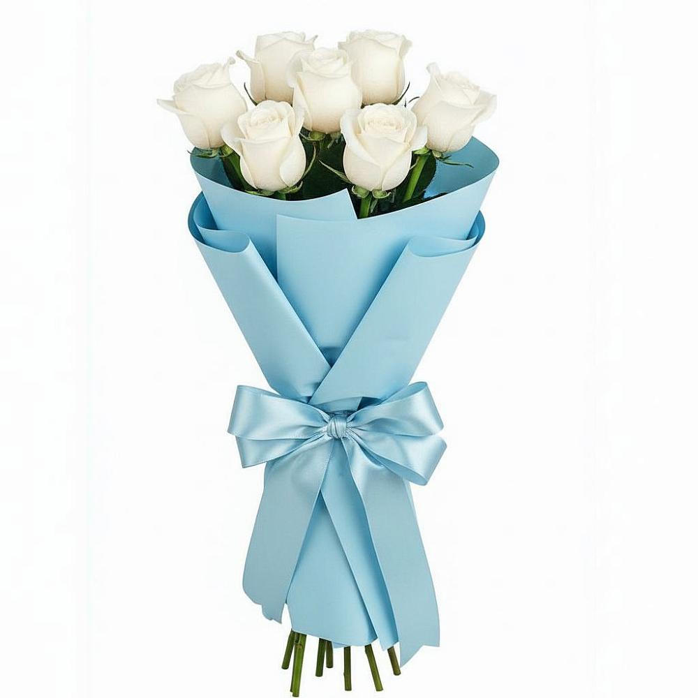 Букет 7 белых роз Проуд в хуторе Ленина