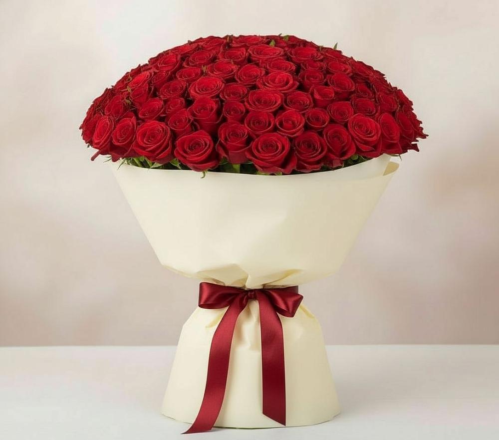 Букет 101 Красная роза Милано в хуторе Ленина