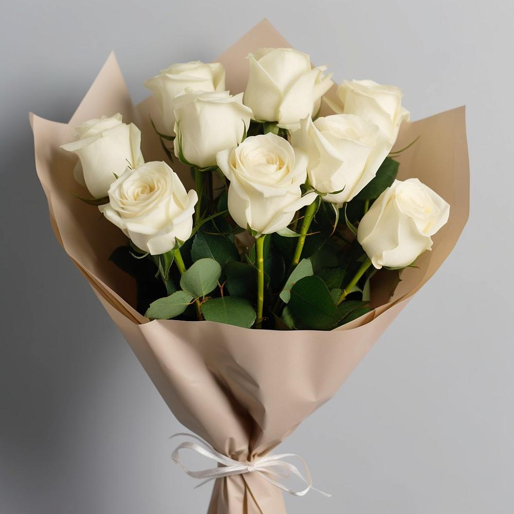 Букет 9 Белых роз Эдлесс Лав в хуторе Ленина
