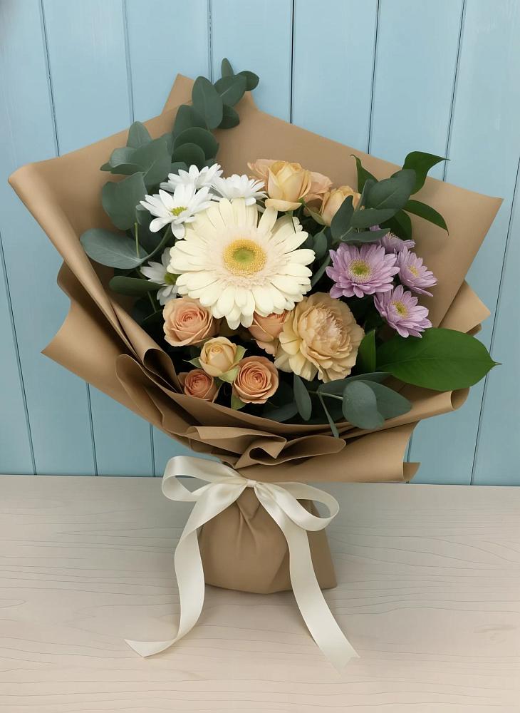 Букет цветов из: Герберы и Хризантемы в хуторе Ленина