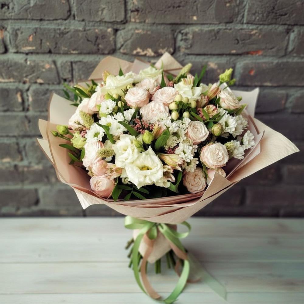 Букет цветов из: Альстромерии, Розы и Хризантемы в хуторе Ленина