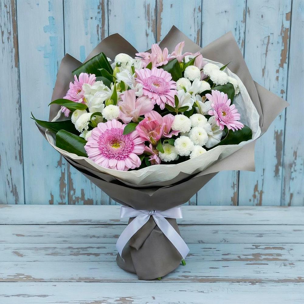 Букет цветов из: Герберы, Альстромерии и Хризантемы в хуторе Ленина
