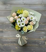 Букет цветов из:  Альстромерии, Розы и Хризантемы в хуторе Ленина