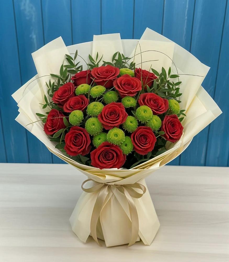 Букет цветов из: Розы и Хризантемы в хуторе Ленина