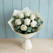 Букет Белые розы в Эвкалипте в хуторе Ленина